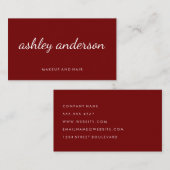 洗練された赤い筆記体の文字 名刺 (正面/裏面)