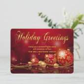 洗練された赤と金のオーナメント コーポレート クリスマスカード (スタンド正面)