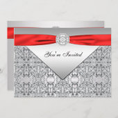 洗練された赤と銀のオールオケージョン パーティー 招待状 (正面/裏面)