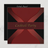 洗練された赤と黒のエレガントなコックテールパーティー招待状 招待状 (正面/裏面)