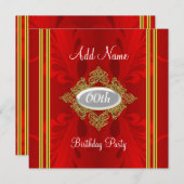 洗練された赤の誕生日パーティーの招待 招待状 (正面/裏面)