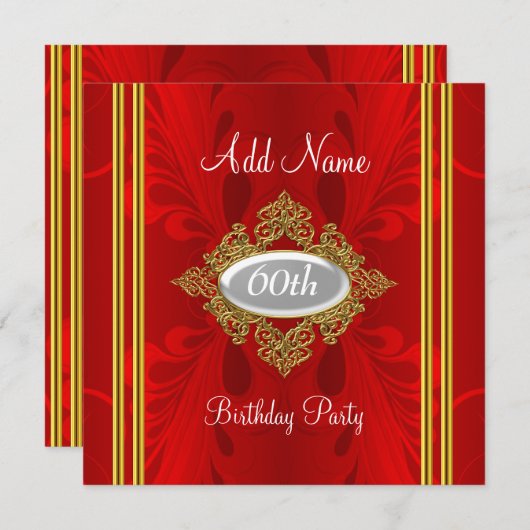 洗練された赤の誕生日パーティーの招待 招待状 (正面/裏面)