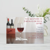 洗練された赤ワインの誕生日パーティー 招待状 (スタンド正面)