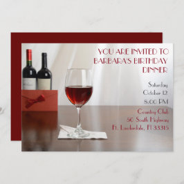 洗練された赤ワインの誕生日パーティー 招待状