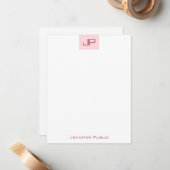 洗練された赤面ピンクモノグラムクリーンテンプレート ノートカード (正面/裏面インサイチュ)