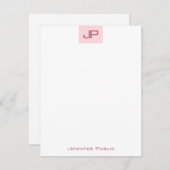 洗練された赤面ピンクモノグラムクリーンテンプレート ノートカード (正面/裏面)