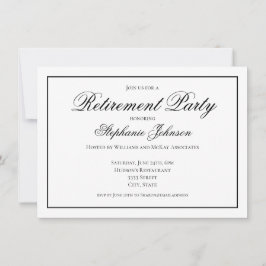 洗練された退職のお祝い ブラック&ホワイトパーティー 招待状