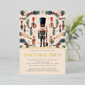 洗練された金のくるみ割り人形 クリスマスパーティー招待状 箔シーズンカード (立ち正面)