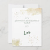 洗練された金ゴールドとセージ緑の赤ちゃんシャワー 招待状 (裏面)