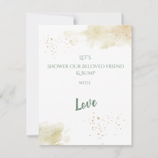 洗練された金ゴールドとセージ緑の赤ちゃんシャワー 招待状 (裏面)
