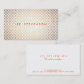 洗練された金ゴールドとホワイトパターンオレンジ文字 名刺 (正面/裏面)