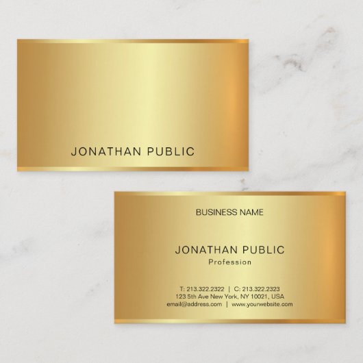 洗練された金ゴールドの専門のモダンで魅力的な平野 名刺 (正面/裏面)