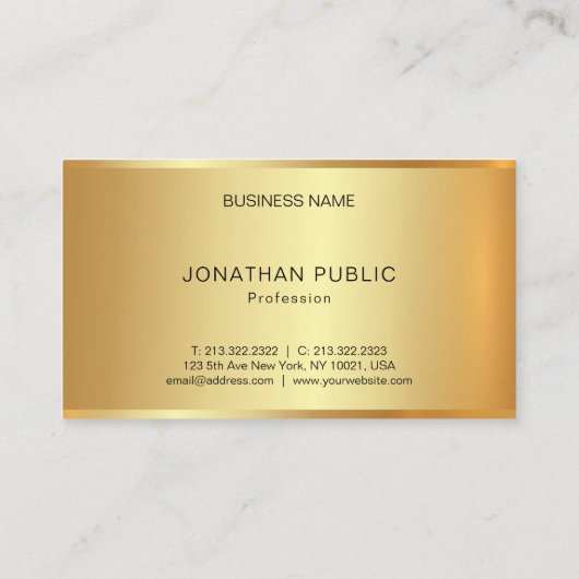 洗練された金ゴールドの専門のモダンで魅力的な平野 名刺 (裏面)