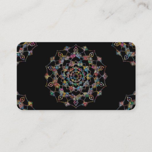 洗練された金ゴールドオンブラックマンダラヨガ 名刺 (正面)