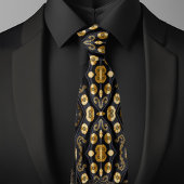 洗練された金ゴールドオンブラック ネクタイ