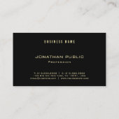 洗練された金ゴールドモダン文字シンプルブラックトレンディー 名刺 (裏面)