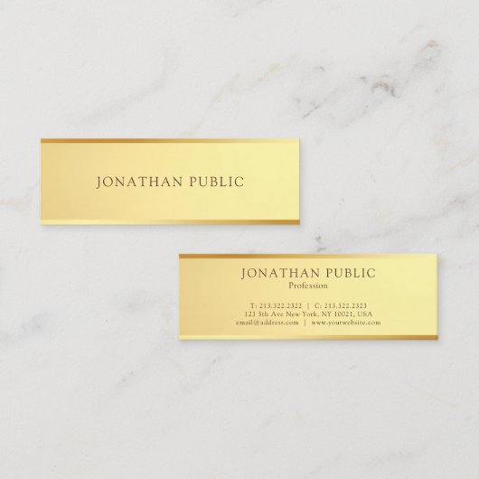 洗練された金ゴールドルックエレガントテンプレートモダン スキニー名刺 (正面/裏面)