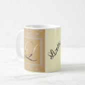 洗練された金ゴールドレターLモノグラエレガントム コーヒーマグカップ (正面左)