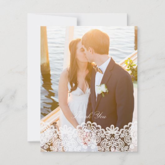 洗練された金ゴールドレースエレガントなウェディング空白の サンキューカード (裏面)