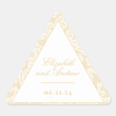 洗練された金ゴールドレースエレガントな結婚式 三角形シール (正面)