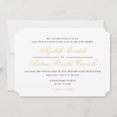 洗練された金ゴールドレーススクリプト結婚式招待状 招待状 (正面)