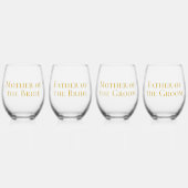 洗練された金ゴールド新郎新婦の母の父 ステムなしワイングラス (正面)