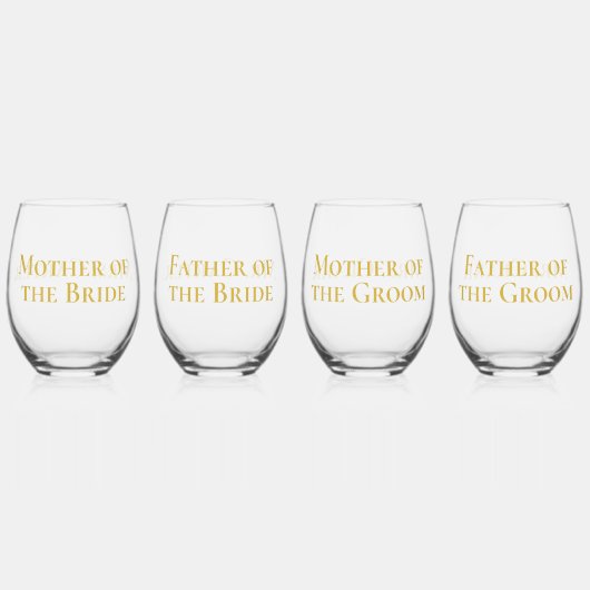 洗練された金ゴールド新郎新婦の母の父 ステムなしワイングラス (正面)