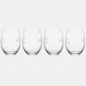 洗練された金ゴールド新郎新婦の母の父 ステムなしワイングラス (左)