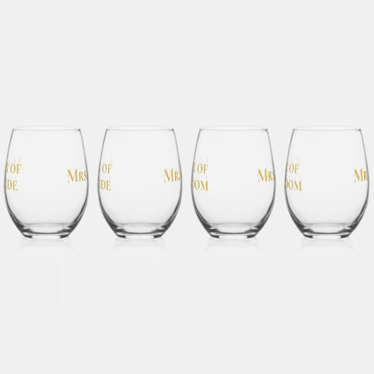 洗練された金ゴールド新郎新婦の母の父 ステムなしワイングラス (左)