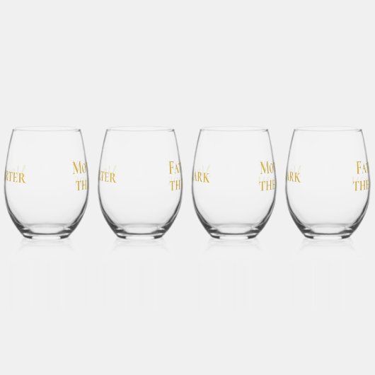 洗練された金ゴールド新郎新婦の母の父 ステムなしワイングラス (右)