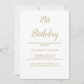 洗練された金ゴールド書道21歳の誕生日 招待状 (正面)