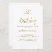 洗練された金ゴールド書道21歳の誕生日 招待状 (正面/裏面)
