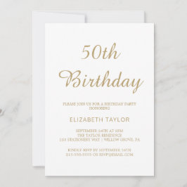 洗練された金ゴールド書道50誕生日 招待状