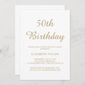 洗練された金ゴールド書道50誕生日 招待状 (正面/裏面)