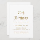 洗練された金ゴールド書道70誕生日 招待状 (正面/裏面)