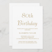 洗練された金ゴールド書道80誕生日 招待状 (正面/裏面)