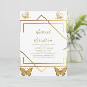洗練された金ゴールド書道Sweet sixteen 招待状 (スタンド正面)
