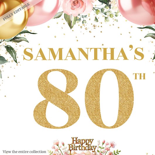 洗練された金ゴールド番号80番目の誕生日花びらバッグ ミディアムペーパーバッグ