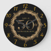 洗練された金ゴールド50周年記念 ラージ壁時計 (正面)