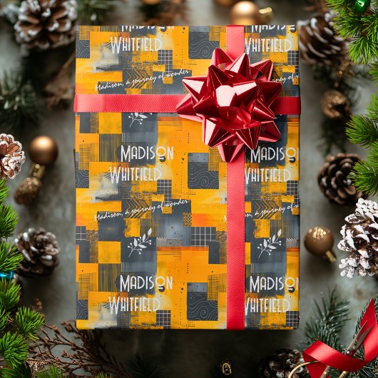 洗練された金色のアクセントと抽象デザイン ラッピングペーパー