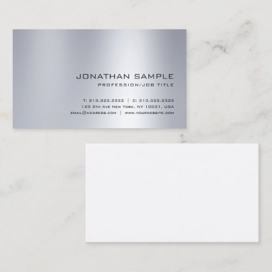 洗練された銀製の一見のきれいで明白なプロフェッショナル 名刺 (正面/裏面)