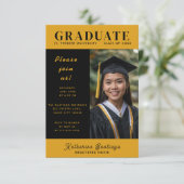 洗練された雑誌の表紙風の卒業写真 招待状 (スタンド正面)