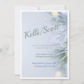 洗練された霜の松のモダン冬の結婚式 招待状 (正面)