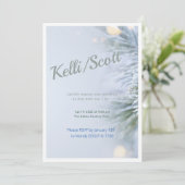 洗練された霜の松のモダン冬の結婚式 招待状 (スタンド正面)