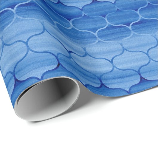 洗練された青い水の色の染め模様 ラッピングペーパー (ロールコーナー)