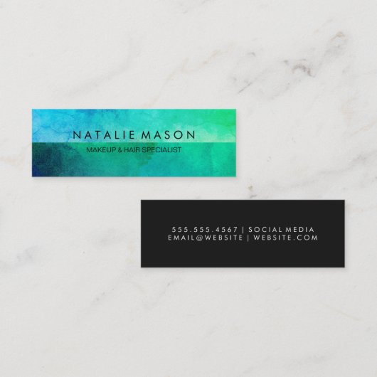 洗練された青い緑の水色 スキニー名刺 (正面/裏面)