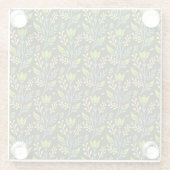 洗練された青とベージュの花柄デザイン ガラスコースター (裏面)