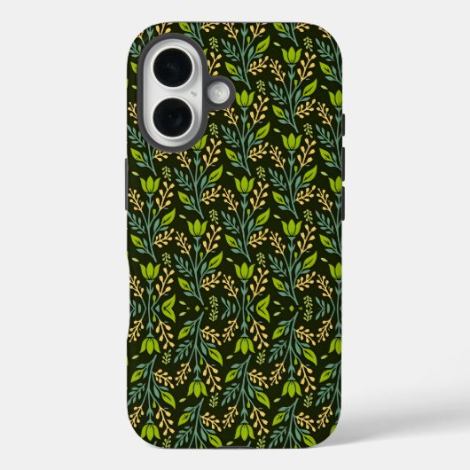洗練された青とベージュの花柄デザイン Case-Mate iPhoneケース (裏面)