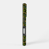 洗練された青とベージュの花柄デザイン iPhone 16ケース (右側面)