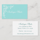 洗練された青と白のエレガントフローラ 名刺 (正面/裏面)